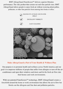 Allergy Filter Screens -Home Screen Window Discount Store Allergy Guard Description Sheet 40064.1672778988
